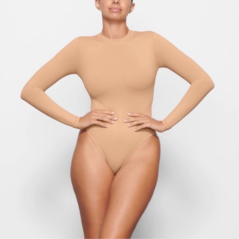 SKIMS SWIM Long Sleeve One Piece Bathing Suit Surfsuit Surf Ochre Clay Sienna